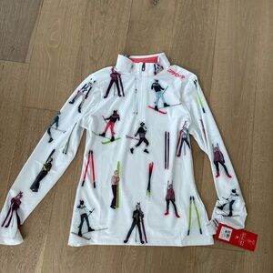 Spyder White and Red Ski Graphic Quarter-Zip Pullover